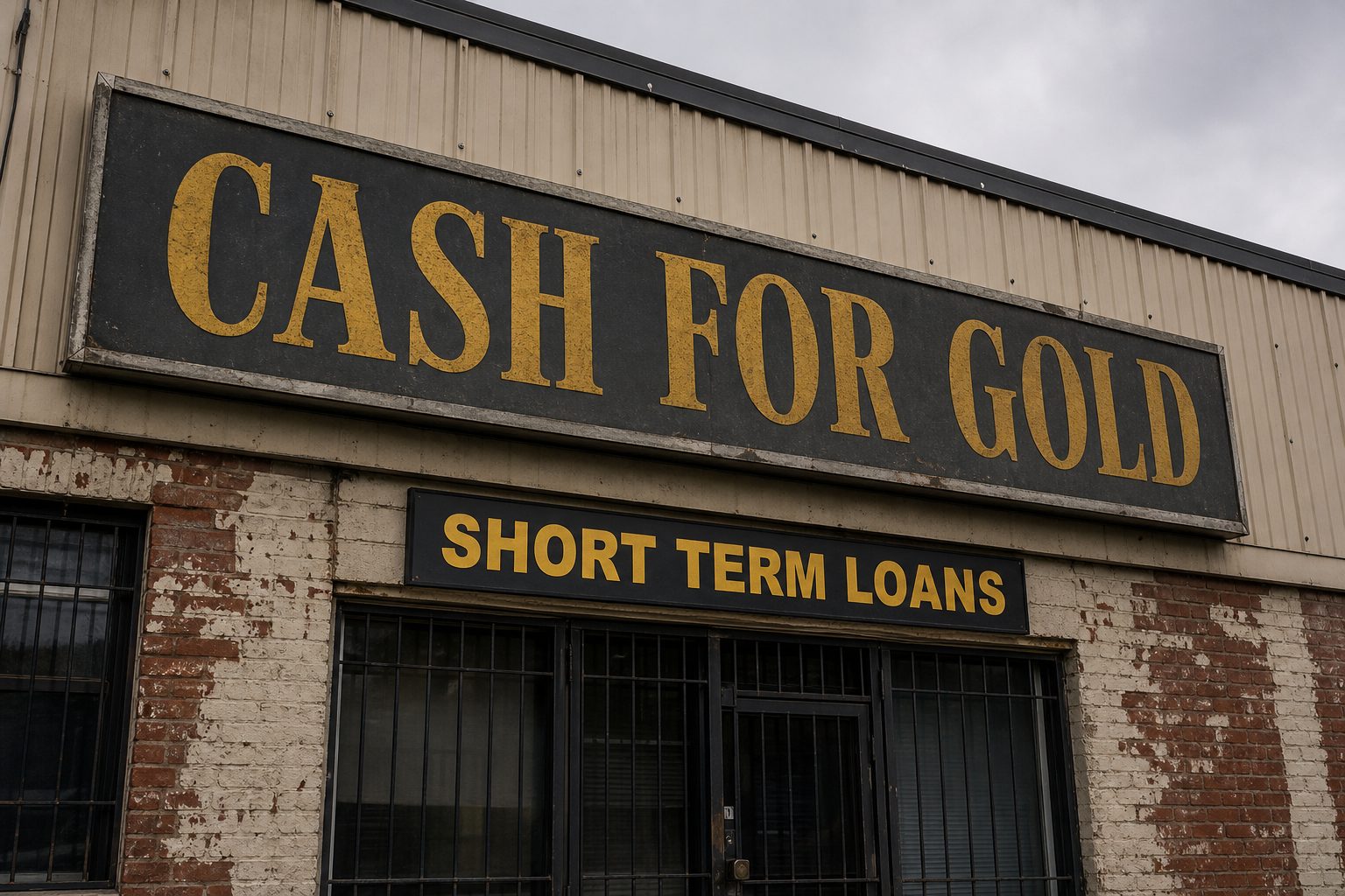 A shopfront advertising cash for gold and short term loans